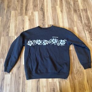 Billabong Black Crewneck Sweater with Floral Design